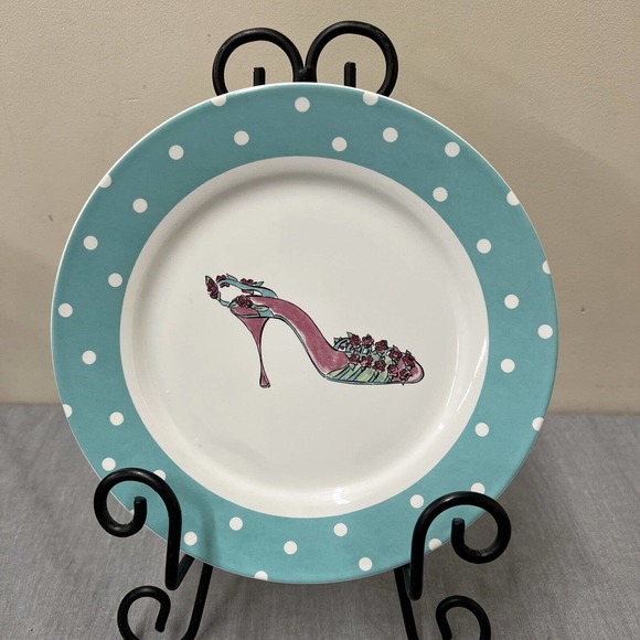 Rosanna High Heel Shoes w/ polka dot 8" Desert/Salad Plates Set of 4 FS Charity - Picture 3 of 7